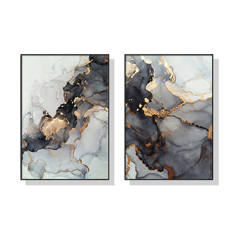 60cmx90cm Black Splash 2 Sets Black Frame Canvas Wall Art