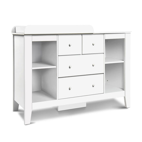 Keezi Baby Change Table Tall boy Drawers Dresser Chest Storage Cabinet White