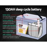 GIANTZ 130Ah Deep Cycle Battery & Battery Box 12V AGM Marine Sealed Power Solar