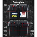 GIANTZ 130Ah Deep Cycle Battery & Battery Box 12V AGM Marine Sealed Power Solar