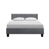 Artiss Tino Bed Frame Queen Size Grey Fabric