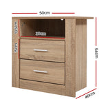 Artiss Bedside Tables Drawers Storage Cabinet Shelf Side End Table Oak