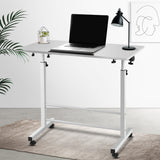 Portable Mobile Laptop Desk Notebook Computer Height Adjustable Table Sit Stand Study Office Work White