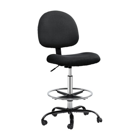 Artiss Office Chair Veer Drafting Stool Fabric Chairs Black