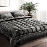 Giselle Bedding Faux Mink Quilt Queen Size Charcoal
