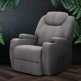 Artiss Recliner Chair Electric Massage Chairs Heated Lounge Sofa Fabric Grey