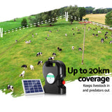 Giantz 20km Electric Fence Energiser Solar Energizer Charger Farm Animal 1.2J