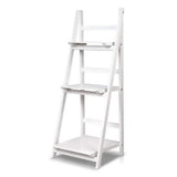 Artiss Display Shelf 3 Tier Wooden Ladder Stand Storage Book Shelves Rack White