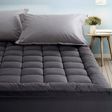 Giselle Double Mattress Topper Pillowtop 1000GSM Charcoal Microfibre Bamboo Fibre Filling Protector