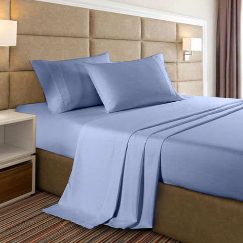 Casa Decor 2000 Thread Count Bamboo Cooling Sheet Set Ultra Soft Bedding - Queen - Light Blue