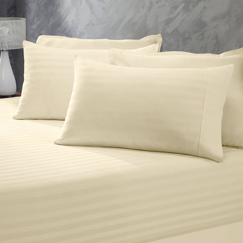 Royal Comfort 1200 Thread Count 3 Piece Combo Set 100% Egyptian Cotton Striped - Queen - Sand