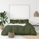 Balmain 1000 Thread Count Hotel Grade Bamboo Cotton Quilt Cover Pillowcases Set - Queen - Olive