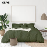 Balmain 1000 Thread Count Hotel Grade Bamboo Cotton Quilt Cover Pillowcases Set - Queen - Olive