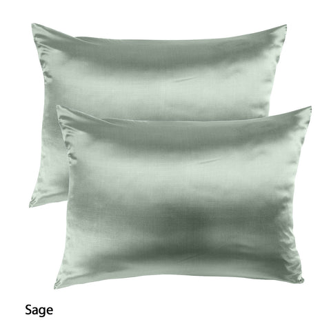 Royal Comfort Mulberry Soft Silk Hypoallergenic Pillowcase Twin Pack 51 x 76cm - Sage