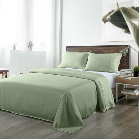 Royal Comfort Bamboo Blended Sheet & Pillowcases Set 1000TC Ultra Soft Bedding - King - Sage Green