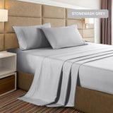 Casa Decor 2000 Thread Count Bamboo Cooling Sheet Set Ultra Soft Bedding - Double - Stonewash Grey