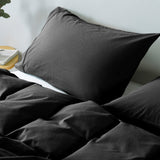 Royal Comfort Vintage Washed 100% Cotton Quilt Cover Set Bedding Ultra Soft - Double - Charcoal