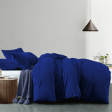 Royal Comfort Vintage Washed 100% Cotton Quilt Cover Set Bedding Ultra Soft - Double - Royal Blue
