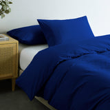 Royal Comfort Vintage Washed 100% Cotton Quilt Cover Set Bedding Ultra Soft - Double - Royal Blue