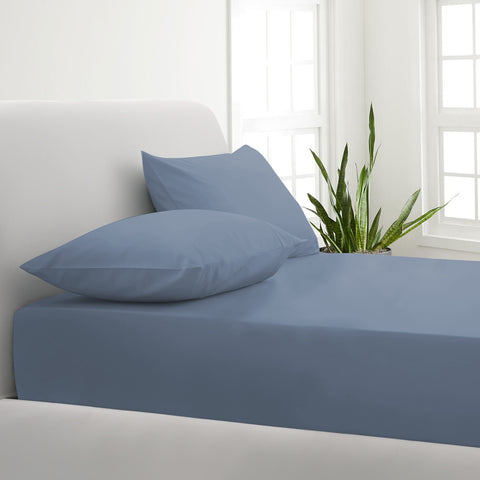 Park Avenue 1000TC Cotton Blend Sheet & Pillowcases Set Hotel Quality Bedding - Queen - Blue Fog