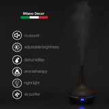 Essential Oil Diffuser Ultrasonic Humidifier Aromatherapy LED Light 200ML 3 Oils - Dark Wood Grain