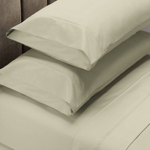Renee Taylor 1500 Thread Count Pure Soft Cotton Blend Flat & Fitted Sheet Set Queen Ivory
