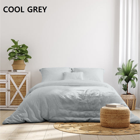 Royal Comfort 1000 Thread Count Bamboo Cotton Sheet and Quilt Cover Complete Set - Queen - Cool Grey