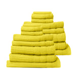 Royal Comfort 16 Piece Egyptian Cotton Eden Towel Set 600GSM Luxurious Absorbent - Yellow