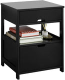 Black Bedside Table with 2 Drawers
