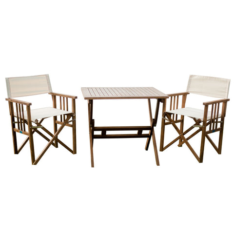Maculata folding table and 2 director chairs