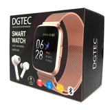DGTEC 1.4" IPS Rose Gold Smart Fitness Watch with Wireless Earbuds Bundle