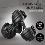 Sardine Sport 48KG Adjustable Dumbbell Set, 1.5KG to 24KG