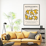 50cmx70cm Keith Haring Dancer Yellow Black Frame Canvas Wall Art