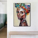 70cmx100cm African women 2 Sets Black Frame Canvas Wall Art