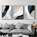 60cmx90cm Abstract Navy Blue 3 Sets Black Frame Canvas Wall Art