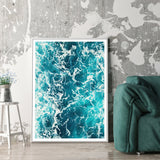 60cmx90cm Blue Ocean White Frame Canvas Wall Art