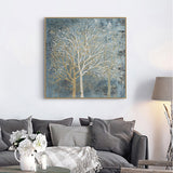 80cmx80cm Forest In The Twilight Trees Gold Frame Canvas Wall Art