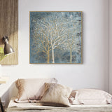 80cmx80cm Forest In The Twilight Trees Gold Frame Canvas Wall Art