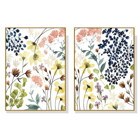 70cmx100cm Flower Composition 2 Sets Gold Frame Canvas Wall Art