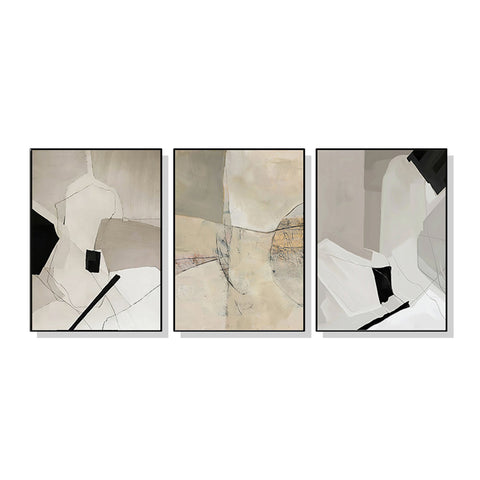 60cmx90cm Modern Abstract 3 Sets Black Frame Canvas Wall Art