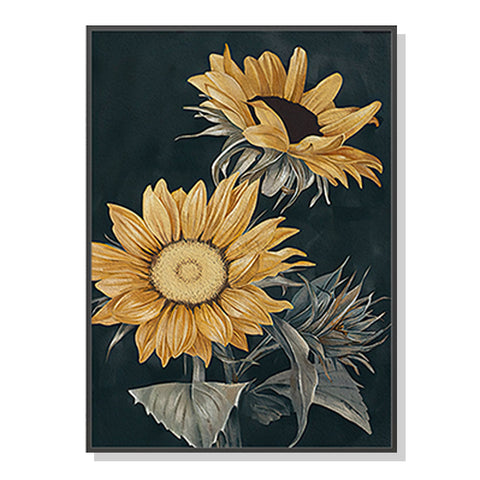 70cmx100cm Sunflowers Black Frame Canvas Wall Art