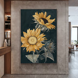 70cmx100cm Sunflowers Black Frame Canvas Wall Art