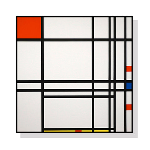 70cmx70cm Abstract Art By Piet Mondrian Black Frame Canvas Wall Art