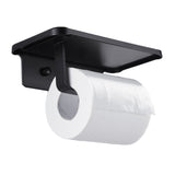 Amirra Wall-Mounted Toilet Paper Roll Holder Hook with Phone Shelf Black