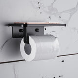 Amirra Wall-Mounted Toilet Paper Roll Holder Hook with Phone Shelf Black