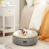 FEANDREA 50cm Dog Sofa Bed Round Shape Fabric Light Grey