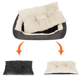 FEANDREA 70cm Dog Bed Reversible Cushion Dark Grey