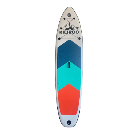 KILIROO Inflatable Stand Up Paddle Board Balanced SUP Portable Ultralight, 10.5 x 2.5 x 0.5 ft, with EVA Anti-Slip Pad Grey, Tiffany Blue & Red