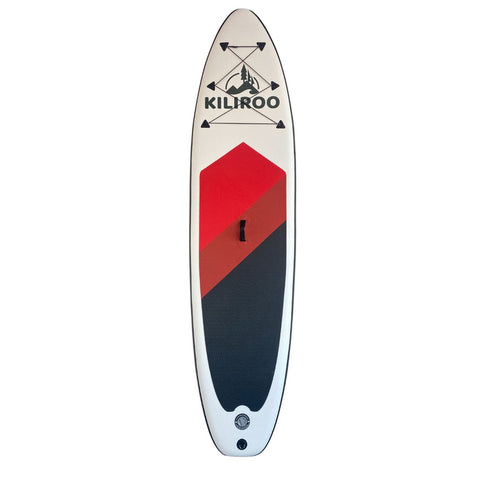 KILIROO Inflatable Stand Up Paddle Board Balanced SUP Portable Ultralight, 10.5 x 2.5 x 0.5 ft, with EVA Anti-Slip Pad Red, Dark Red & Black