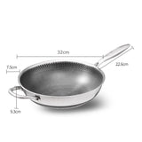 34cm 304 Stainless Steel Non-Stick Stir Fry Cooking Kitchen Wok Pan without Lid Honeycomb Double Sided